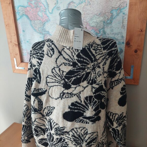 Liz Claiborne Plus Size Mock Neck Acrylic Blend Floral Sweater Women's Size 1X - Picture 5 of 12